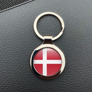 Denmark National Flag keychain domed sticker decal 3D Resin Epoxy Car Motorcycle Water UV Scratch Proof High Quality