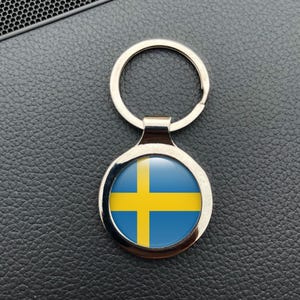 Sweden National Flag keychain domed sticker decal 3D Resin Epoxy Car Motorcycle Water UV Scratch Proof High Quality