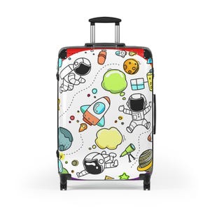 Maleta de aventura cósmica: equipaje espacial para niños, artículos de viaje, diseño de astronauta, bolsa de viaje galáctica, artículos esenciales para vacaciones divertidas.