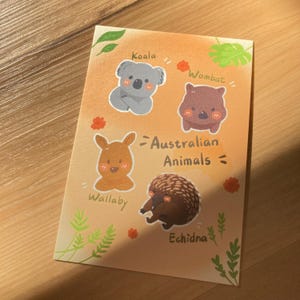 AUSTRALIA Postcard【 Aussie Animals 】Tiny Art Travels /  Souvenir