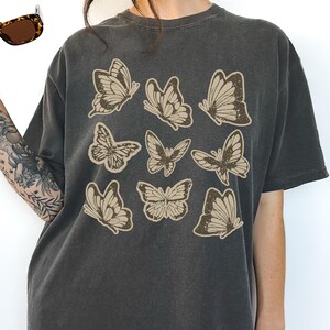 Comfort Colors® Vintage Butterfly And Moth T-Shirt, Cottagecore Aesthetic Shirt, Fairycore Clothing Gift For Her, butterfly graphic tee gift