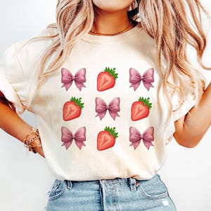 Comfort Colors® Pink Coquette Shirt, bow shirt women, Pink Bow Shirts, Minimalist Cute Ribbon Tee Coquette Bows Shirt, Coquette Aesthetic