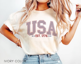 Comfort Colors 4th of July Shirt: Patriotic USA Flag Tee