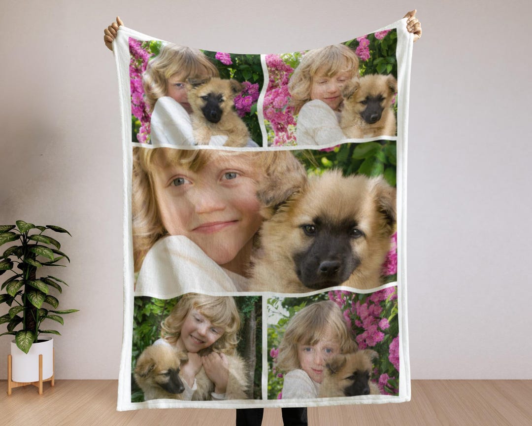 Personalized Dog Photo Blanket, Custom Pet Memorial Blanket With ...