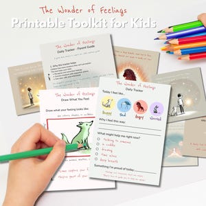 The Wonder of Feelings afdrukbare toolkit | Emotiestracker voor kinderen, bevestigingskaarten, gids voor ouders en kunstactiviteit voor geestelijke gezondheid
