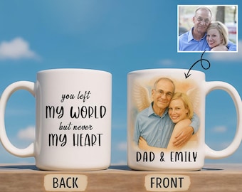 Taza conmemorativa personalizada de 325 ml con foto, nombre y cita: regalo de condolencia personalizado, homenaje por la pérdida de mamá, papá o un ser querido.