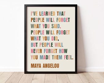 Maya Angelou Education Quote Print – Inspirational Classroom Wall Art, School Poster, Digital Download or Framed Gift