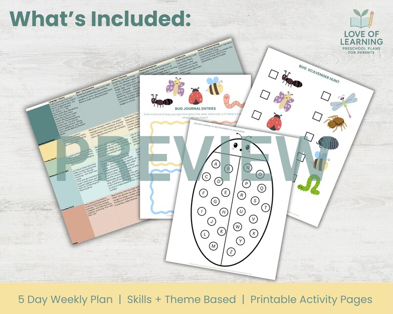 Insect Week Printable Bug Explorers Preschool Weekly Plan - Printable Learning Activities for ...