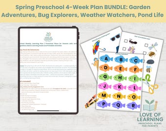 Spring Preschool Learning Bundle - Printable Weekly Plans and Activities for Ages 2–5 | Garden, Bugs, Weather, Pond Life