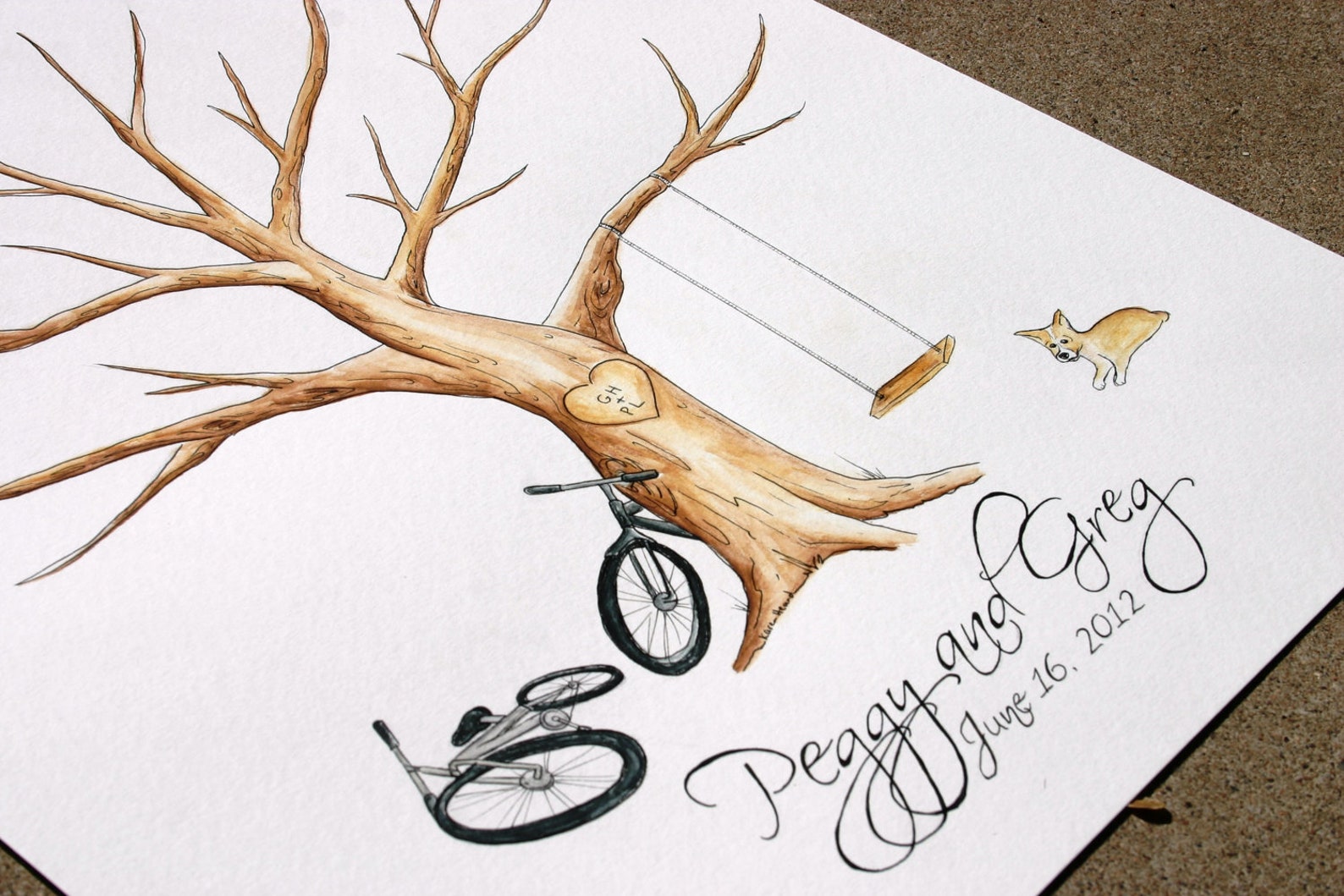 Wedding BICYCLES Thumb Print Guest Book Tree ADD-ON | Etsy