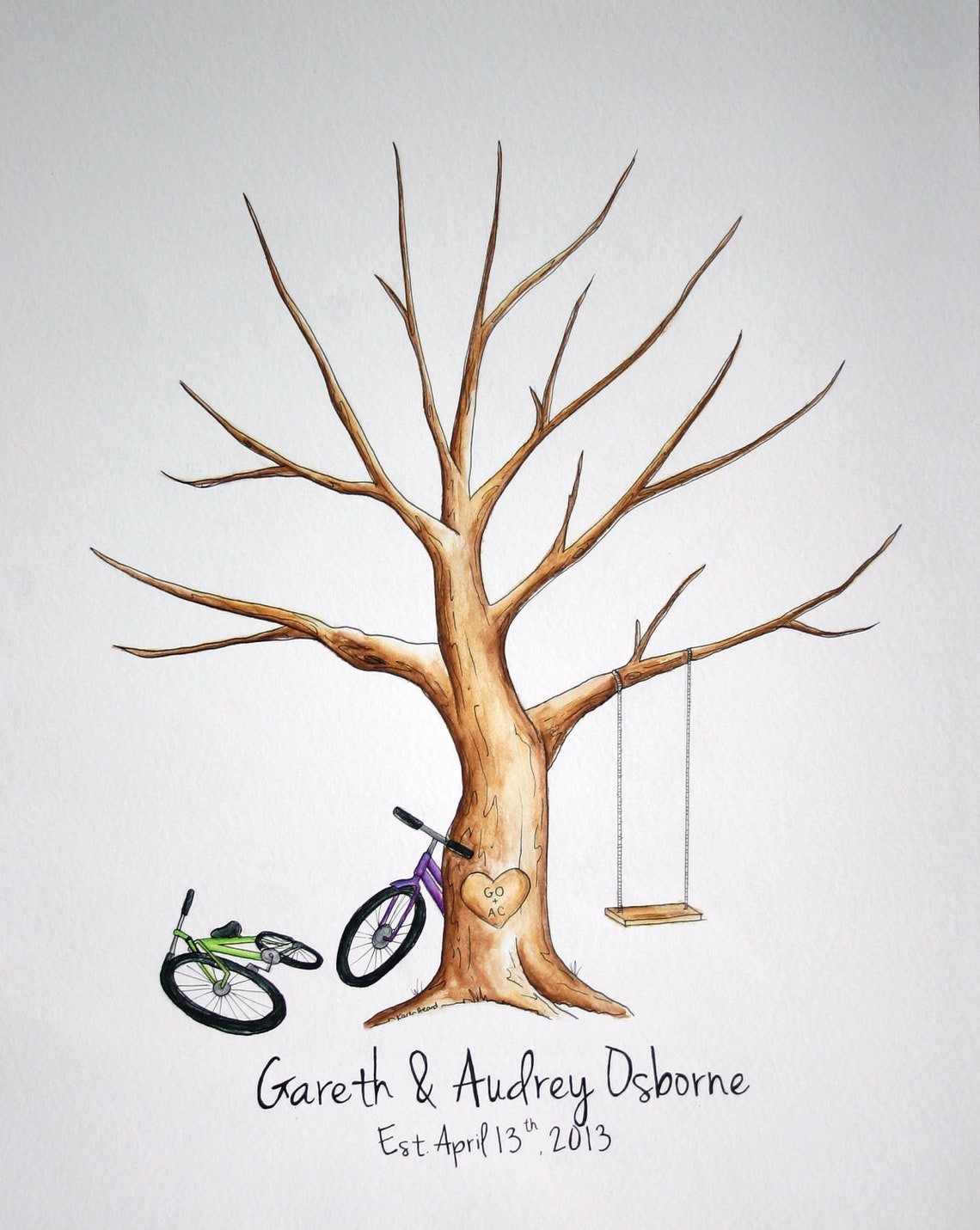 Wedding BICYCLES Thumb Print Guest Book Tree ADD-ON | Etsy