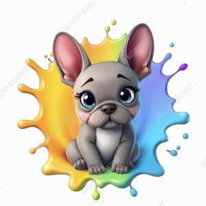 Französische Bulldogge Welpe PNG | Farbe Spritzer Welpe PNG | Welpe PNG | Frenchie Clipart | Süßer Hund Clipart | Französische Bulldogge Welpe Clipart |