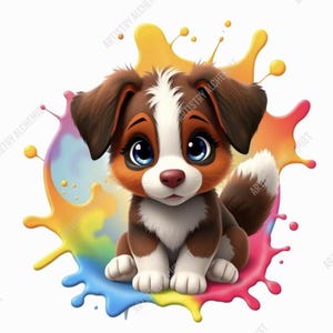 Berner Sennenhund Welpe PNG | Farbe Spritzer Welpe PNG | Welpe PNG | Berner Sennenhund Clipart | Süßer Hund Clipart |  Welpe Clipart |
