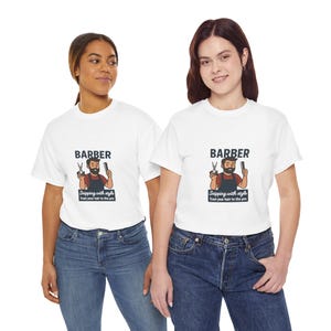 Cartoon Barber T-shirt met print • Uniseks zwaar katoen
