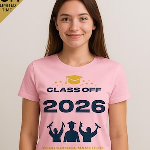 Editable Class of 2026 Graduation Design | Custom School Name | Printable Digital PNG for Shirts, Mugs, Caps**
