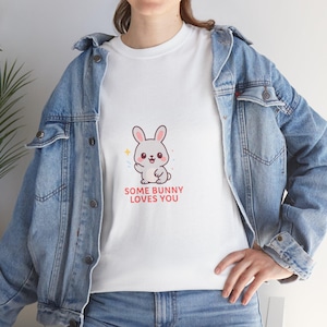 Schattige cartoon konijn T-shirt • Uniseks zwaar katoen
