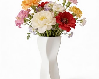 Decorative Vase with Geometric Design and Flowing Lines, Minimal Sculptural Style for Flowers, Branches, Artificial Plants, Ideal for Home Decor