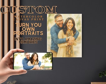 Benutzerdefinierte Aquarell Porträt Leinwand vom Foto personalisierte Geschenk für Paare Familien Freunde Jahrestag oder Geburtstag