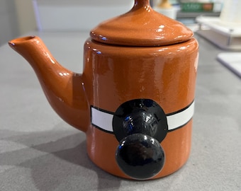 VTG~Glazed Terra Cotta ART DECO Teapot - Coffee Pot
