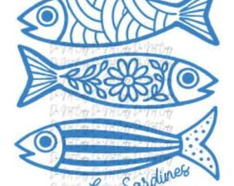 Dtf Transfer, Les Sardines DTF, Ready to Press, Summer Shirt, Beach, Vacation