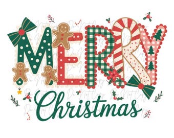 Christmas, Gingerbread Men, Merry Christmas DTF Transfer, Iron on, Ready to Press (Christmas, Winter, Tradition)