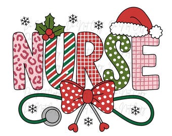 Christmas, Nurse Coquette DTF Transfer, Iron on, Ready to Press (Christmas, Winter, Tradition)
