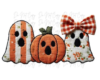 Halloween Ghost & Pumpkin DTF Transfer, Ready to Press