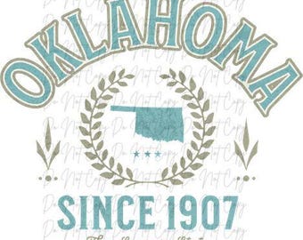 Varsity States, Oklahoma (Neutral), The Sooner State DTF, Oklahoma Transfer, Ready to Press, Iron on Transfer, States