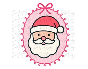 Christmas, Preppy Coquette Picture Frame, Santa DTF Transfer, Iron on, Ready to Press (Christmas, Winter, Tradition, Holidays)