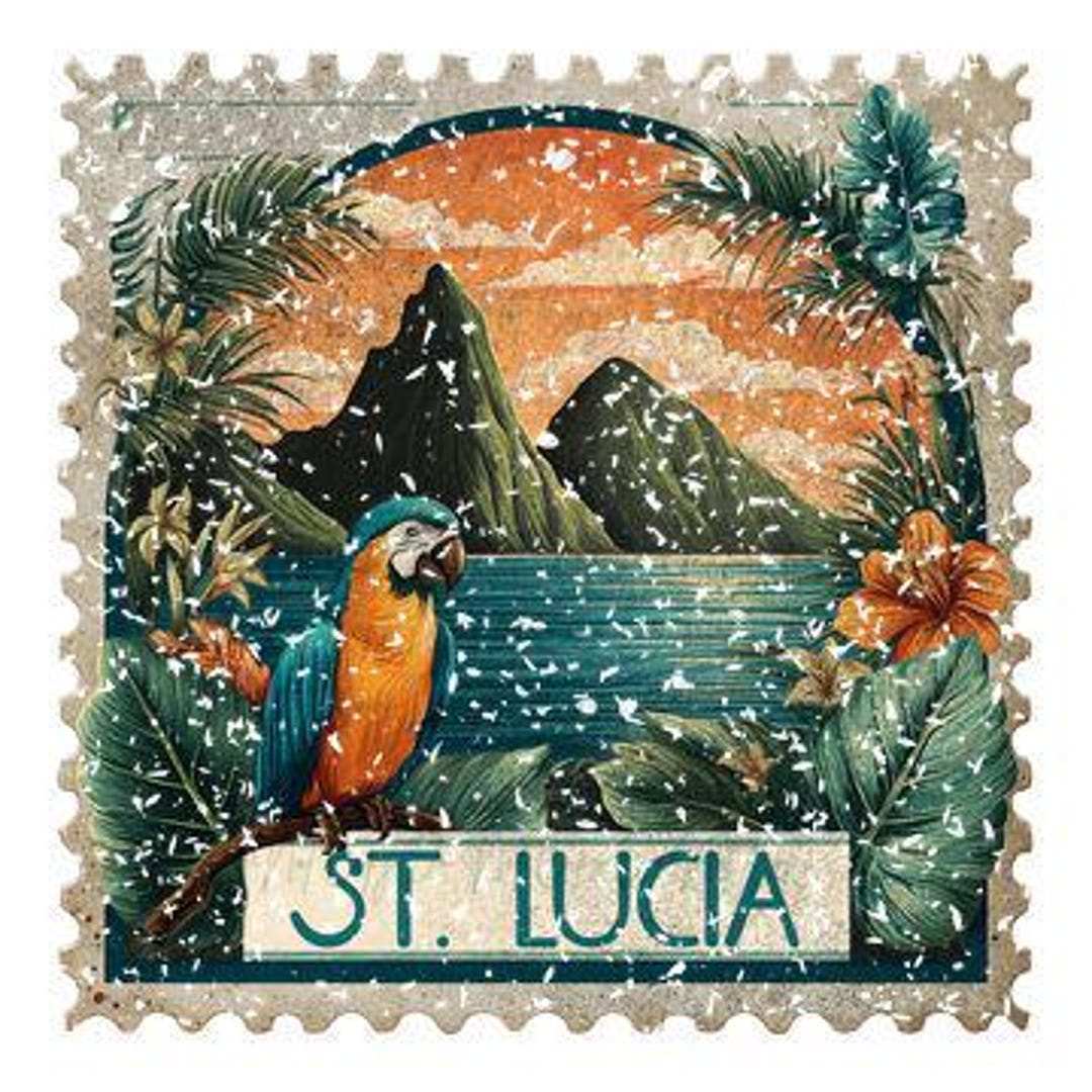 Vintage Postage Stamp, St Lucia DTF Transfer, Iron On, Ready to Press ...