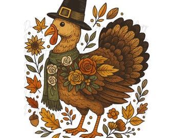 Thanksgiving DTF, Fall, Turkey Profile Transfer, Ready to Press, Iron on Transfer, Fall, Turkey
