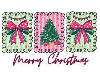 Christmas, Preppy, Merry Christmas DTF Transfer, Iron on, Ready to Press (Christmas, Winter, Tradition)