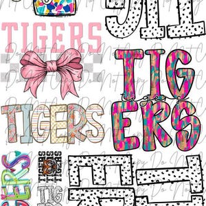 Tigers Mascot 22x80 Pre-Made DTF Sheet, Sports Mascot Transfer, DTF, Iron on Ready to Press