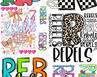 Rebels Mascot 22x80 Pre-Made DTF Sheet, Sports Mascot Transfer, DTF, Iron on Ready to Press