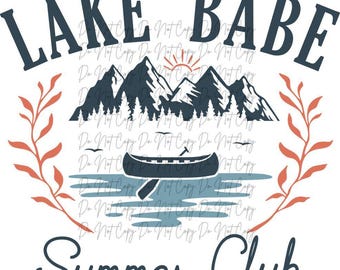 Lake Babe Summer Club DTF, Iron on Transfer, Ready to Press, Summer DTF, Lake DTF