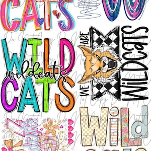 Wildcats Mascot 22x80 Pre-Made DTF Sheet, Sports Mascot Transfer, DTF, Iron on Ready to Press