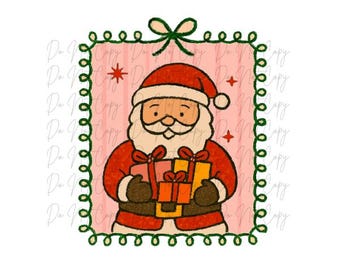 Christmas, Preppy Coquette Picture Frame, Gift Giving Santa DTF Transfer, Iron on, Ready to Press (Christmas, Winter, Tradition)