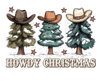 Christmas, Western, Howdy Christmas, DTF Transfer, Iron on, Ready to Press (Christmas, Winter, Tradition, Holidays)