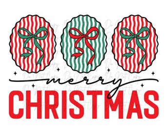 Christmas, Preppy Coquette Merry Christmas, Iron on, Ready to Press (Christmas, Winter, Tradition, Holidays)