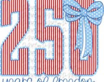 Patriotic DTF Transfer, Seersucker, 250 Years of Freedom, 4th of July Shirt Graphic, Summer