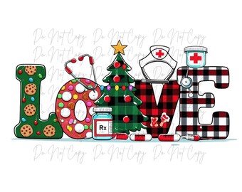 Christmas, Nurse, Love, Christmas DTF Transfer, Iron on, Ready to Press (Christmas, Winter, Tradition)