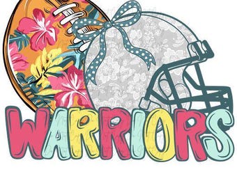 Warriors Floral Football Transfer, Warriors DTF, Iron on Ready to Press, Warriors DTF