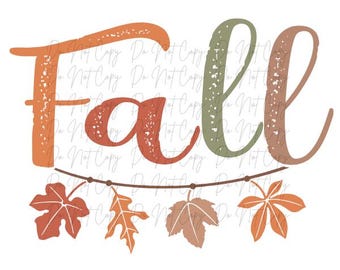 Fall, Fall with Leaves Garland DTF Transfer, Iron on, Ready to Press (Fall, Pumpkins, Leaves)