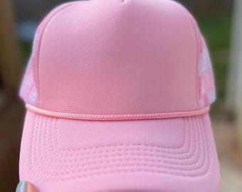 Light Pink Checkered Mesh Trucker Hat, Blank Trucker, Foam Cap, Foam Trucker