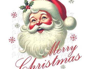 Vintage Christmas, Santa Clause, Merry Christmas DTF Transfer, Iron on, Ready to Press (Christmas, Winter, Tradition)