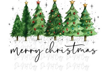 Christmas, Christmas Trees, Merry Christmas DTF Transfer, Iron on, Ready to Press (Christmas, Winter, Tradition)
