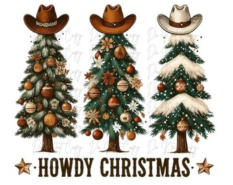 Christmas, Western, Howdy Christmas, DTF Transfer, Iron on, Ready to Press (Christmas, Winter, Tradition, Holidays)