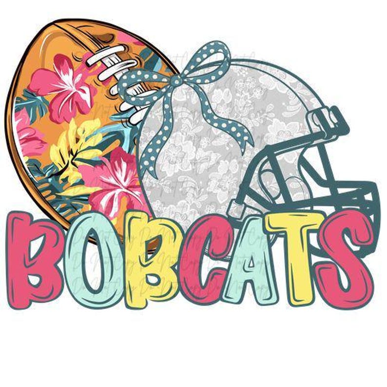 Bobcats Floral Football Transfer, Bobcats DTF, Iron on Ready to Press ...