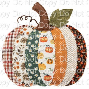 Fall, Patchwork Pumpkin DTF Transfer (Physical Product)