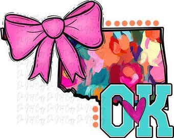 Oklahoma Watercolor DTF, Oklahoma, Ready to Press, Iron on Transfer, States Transfer